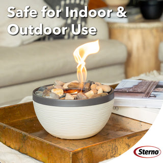 Sterno Medium Tabletop Firepit with Firepit Gel Fuel, Cocoa & Sand, Round, 9.5"D x 5" H