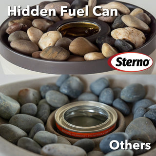 Sterno Medium Tabletop Firepit with Firepit Gel Fuel, Cocoa & Sand, Round, 9.5"D x 5" H