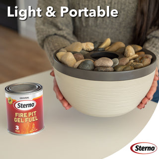 Sterno Medium Tabletop Firepit with Firepit Gel Fuel, Cocoa & Sand, Round, 9.5"D x 5" H