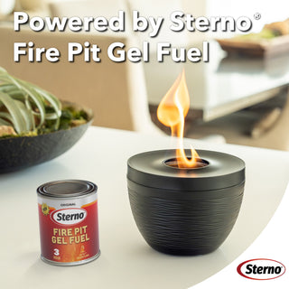 Sterno Small Tabletop Firepit with Firepit Gel Fuel, Onyx, Round, 6.5" D x 5" H