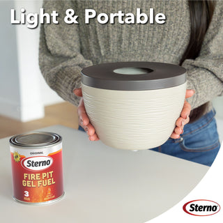 Sterno Small Tabletop Firepit with Firepit Gel Fuel, Onyx, Round, 6.5" D x 5" H