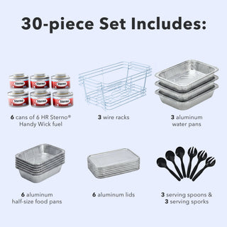 Sterno Disposable Chafing Dish Buffet Set - (30 PC)