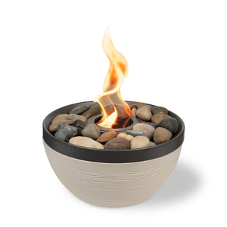 Sterno Medium Tabletop Firepit with Firepit Gel Fuel, Cocoa & Sand, Round, 9.5"D x 5" H