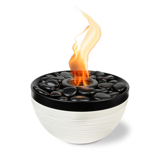 Sterno Medium Tabletop Firepit with Firepit Gel Fuel, Onyx & Ivory, Round, 9.5" D x 5" H