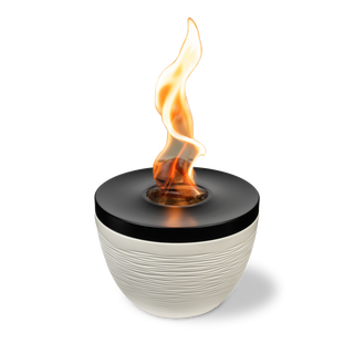 Sterno Small Tabletop Firepit with Firepit Gel Fuel, Onyx & Ivory, Round, 6.5" D x 5" H