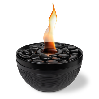 Sterno Medium Tabletop Firepit with Firepit Gel Fuel, Onyx, Round, 9.5" D x 5" H