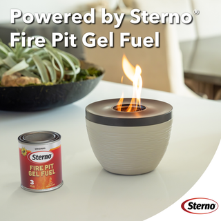 Sterno Small Tabletop Firepit with Firepit Gel Fuel, Cocoa & Sand, Round, 6.5" D x 5" H