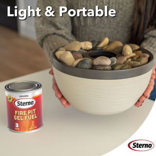 Sterno Medium Tabletop Firepit with Firepit Gel Fuel, Onyx, Round, 9.5" D x 5" H