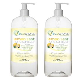 EcoChoice Hand Sanitizer Lemon Zest - 1 Liter - 2 PACK