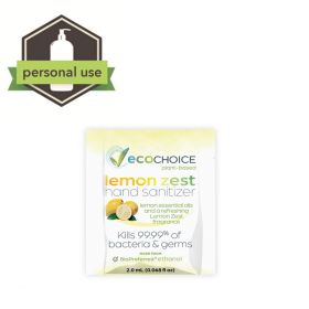 SINGLE USE PACKET EcoChoice Hand Sanitizer Lemon Zest Scent - Bulk 2000 packs/case